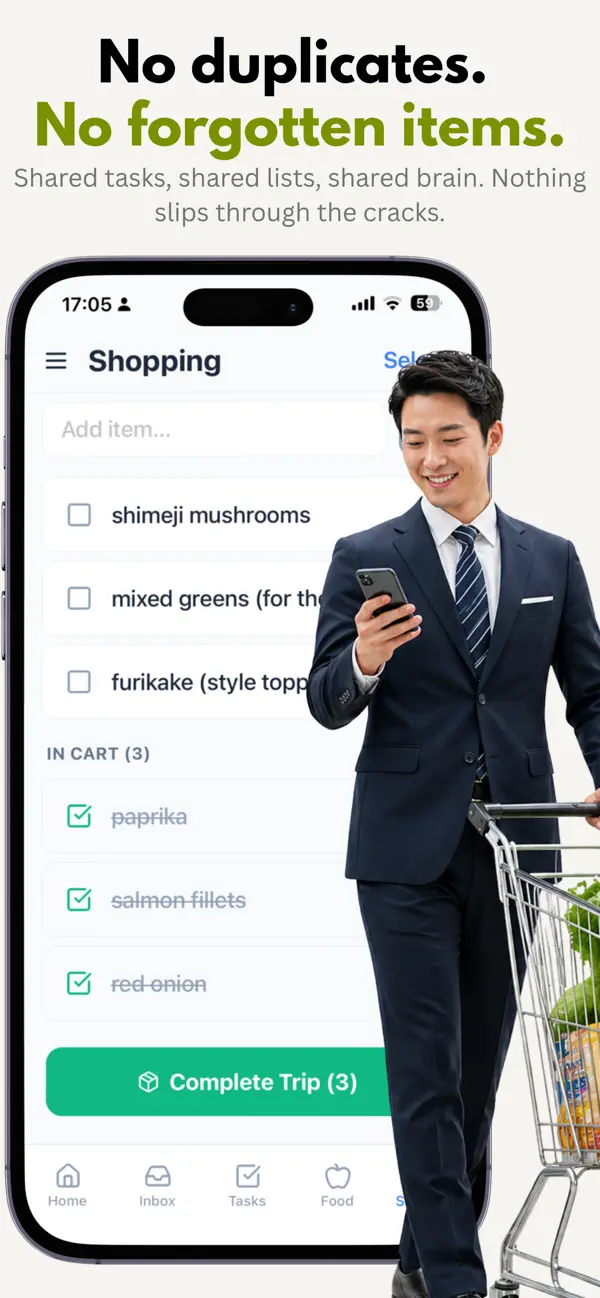A shared shopping list in Home Brain